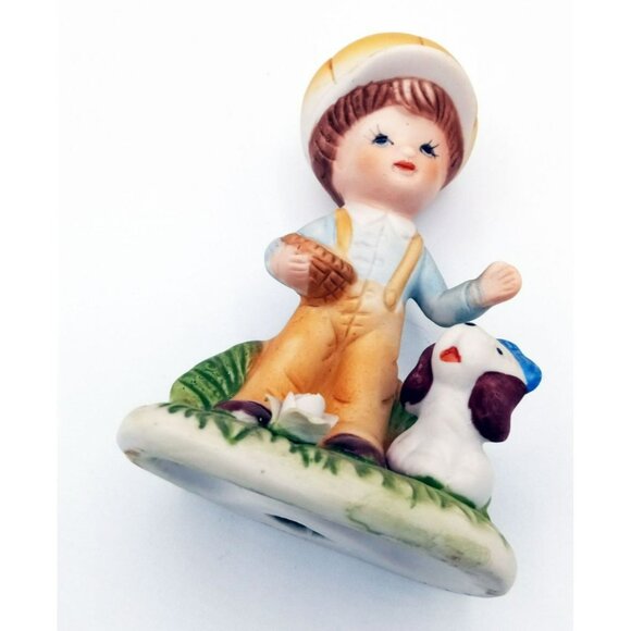 Homco Porcelain Boy with Dog 4.25 Inches Hand Painted Collectible Decor Vintage - Picture 11 of 12